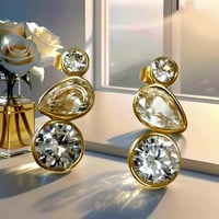 Image 1 of Tripple Diamond Drop CZ Earrings
