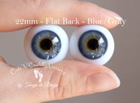 Image 1 of 22mm - German Glass Eyes - Flat Back - Blue/Gray - Large Iris