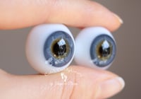 Image 2 of 22mm - German Glass Eyes - Flat Back - Blue/Gray - Large Iris
