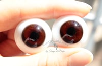 Image 4 of 22mm - German Glass Eyes - Flat Back - Chocolate-Brown - Large Iris