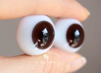 Image 2 of 22mm - German Glass Eyes - Flat Back - Chocolate-Brown - Large Iris