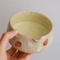 Image 3 of (SECONDS) strawberry bunny matcha bowl