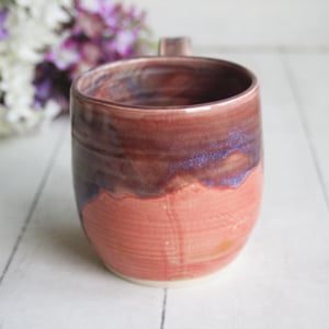 Image of Apricot and Purple Mauve Glazed Pottery Mug, Made in USA 13 ounce Cup