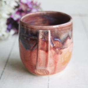 Image of Apricot and Purple Mauve Glazed Pottery Mug, Made in USA 13 ounce Cup