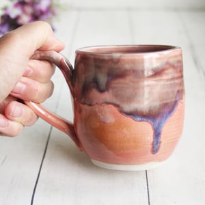 Image of Apricot and Purple Mauve Glazed Pottery Mug, Made in USA 13 ounce Cup