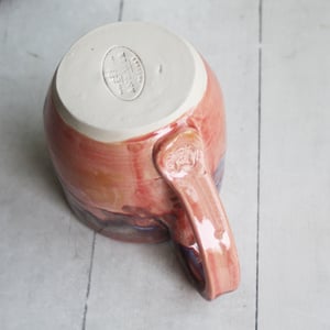 Image of Apricot and Purple Mauve Glazed Pottery Mug, Made in USA 13 ounce Cup