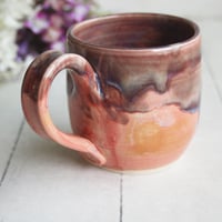 Image 7 of Apricot and Purple Mauve Glazed Pottery Mug, Made in USA 13 ounce Cup
