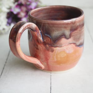 Image of Apricot and Purple Mauve Glazed Pottery Mug, Made in USA 13 ounce Cup