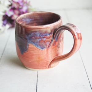 Image of Apricot and Purple Mauve Glazed Pottery Mug, Made in USA 13 ounce Cup