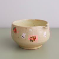 Image 1 of strawberry bunny matcha bowl