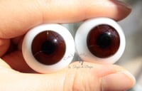 Image 4 of 24mm - German Glass Eyes - Flat Back - Chocolate-Brown - Large Iris