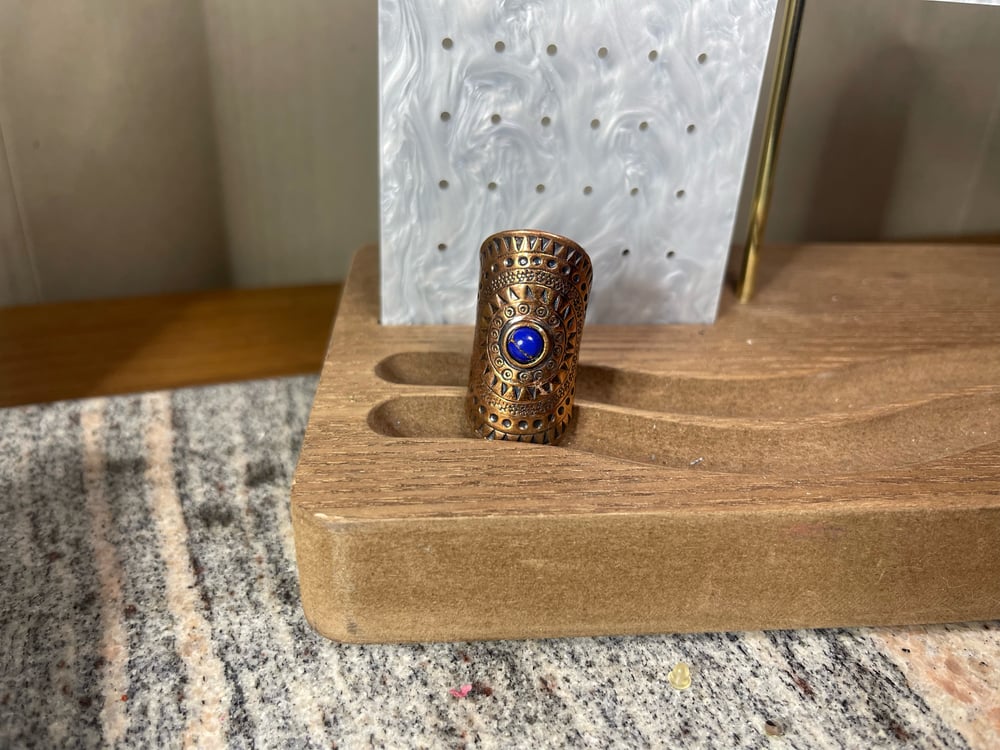 Image of Copper & Lapis Lazuli Wrap Around Ring Size 7