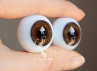 Image 2 of 24mm - German Glass Eyes - Flat Back - Hazel - Large Iris