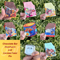 Image 1 of [PREORDER] Snacks! PVC Chocolate Keychains and Kitty Food Can Badge