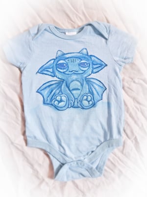 Handpainted Baby Onesie! Blue and Silver Dragon Hatchling!