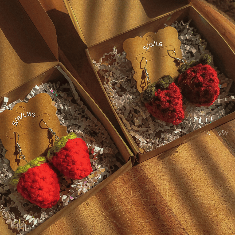 Image of Crotchet Strawberry Earrings  