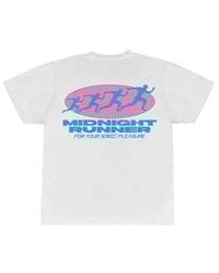 Image 1 of MIDNIGHT RUNNER BLUE & PINK LOGO TEE