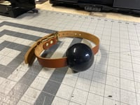 Image 1 of Single Strap Ball Gag - 2.25" Black Silicone Ball (Brown Leather)