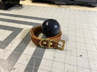 Image 2 of Single Strap Ball Gag - 2.25" Black Silicone Ball (Brown Leather)