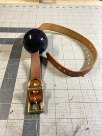 Image 4 of Single Strap Ball Gag - 2.25" Black Silicone Ball (Brown Leather)