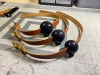 Image 3 of Single Strap Ball Gag - 2.25" Black Silicone Ball (Brown Leather)
