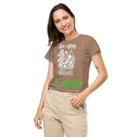 Image 15 of Women’s Cotton High-Waisted Tee - White Ink/Transparent - Skull/Wolf - Free U.S. Shipping!