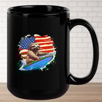 Image 1 of Retro Patriotic Surfing Sloth Coffee Mug for Men and Women