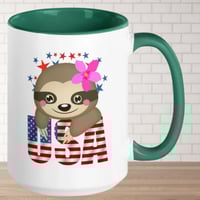 Image 3 of USA Sloth Girl Smiling Sloth Coffee Mug