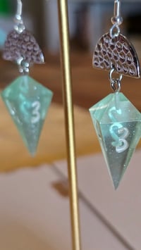 Image 1 of Bibbity bobbity boo - cinderella inspired d4 dice earrings 