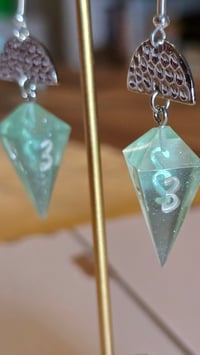 Image 5 of Bibbity bobbity boo - cinderella inspired d4 dice earrings 