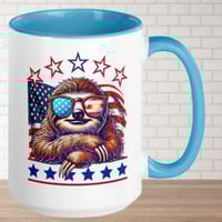 Image 2 of Retro American Sloth Flag Stars Coffee Mug