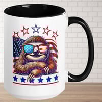 Image 3 of Retro American Sloth Flag Stars Coffee Mug