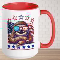 Image 1 of Retro American Sloth Flag Stars Coffee Mug