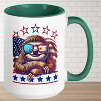 Image 4 of Retro American Sloth Flag Stars Coffee Mug