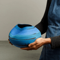 Image 1 of Blue Sculptural Ceramic Vase