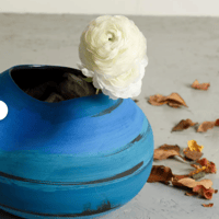 Image 3 of Blue Sculptural Ceramic Vase