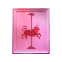Carousel Lion Glass Painting