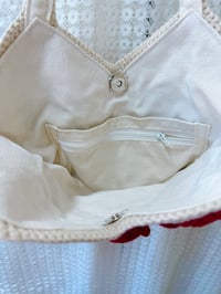 Image 2 of Red Rose Crochet Tote Bag