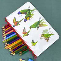 Image 1 of Rainbow Lorikeet, Australian Bird Book Page Pencil Case
