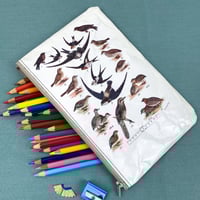 Image 1 of Swallows and Quail, Australian Bird Book Page Pencil Case