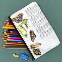 Image 1 of Moths, Death’s Head Moth, Luna Moth, Book Page Pencil Case