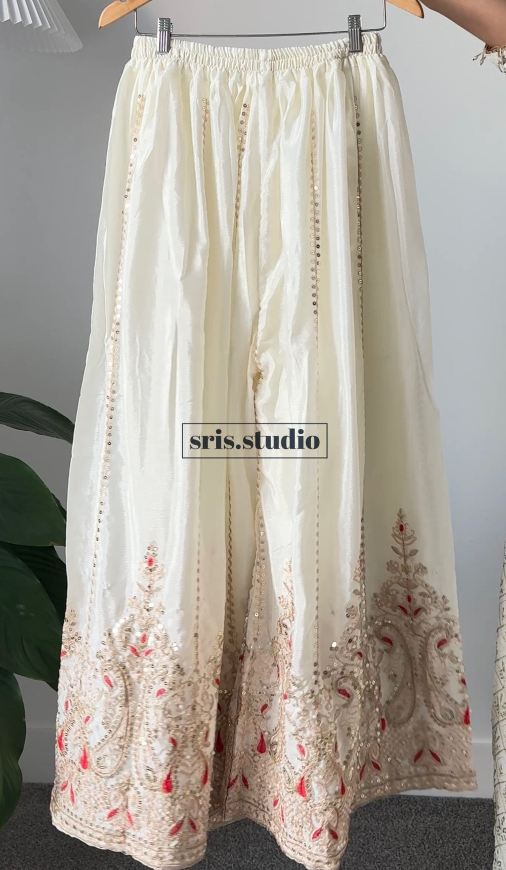 Image of Cream three piece kurtha set 