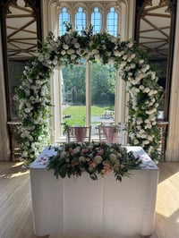 Single Sided White Rose Floral Arch 