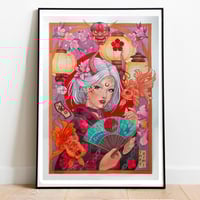 Image 1 of Demon Geisha Art Print. Watercolour Japanese Art Poster. Geisha Girl Print, Japanese Artwork, Uki...