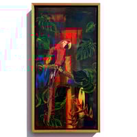 Image 1 of Original Canvas - Macaw with Heliconia - 60cm x 30cm