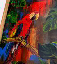 Image 3 of Original Canvas - Macaw with Heliconia - 60cm x 30cm