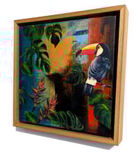 Image 2 of Original Canvas - Toucan with Heliconia - 30cm x 30cm