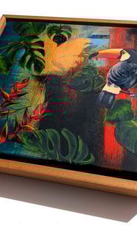 Image 3 of Original Canvas - Toucan with Heliconia - 30cm x 30cm