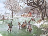 Image 8 of 2 x Vintage Royal Schwabap Porcelain Wall Hanging Plates, Dutch Winter Scenes Artwork, Dia 9 3/4" 