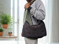 Image 4 of Handcrafted Genuine Python Snakeskin Messenger Bag for Men
